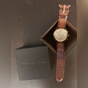 Michael Kors Gold and Brown Leather Watch MK2251